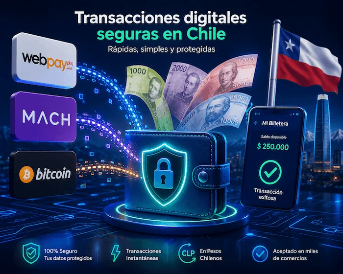 Métodos de pago y transacciones digitales seguras en Chile con Webpay, MACH y Bitcoin para Casino En Casa.
